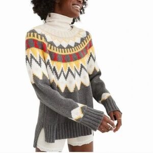 Aerie Festive Feels Womens Fair Isle Crewneck Sweater‎ Size Medium